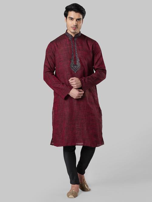 red solid long kurta - 17800807 - Very Small Image - 1