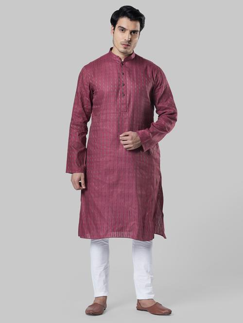 purple self design long kurta - 17800835 - Very Small Image - 1