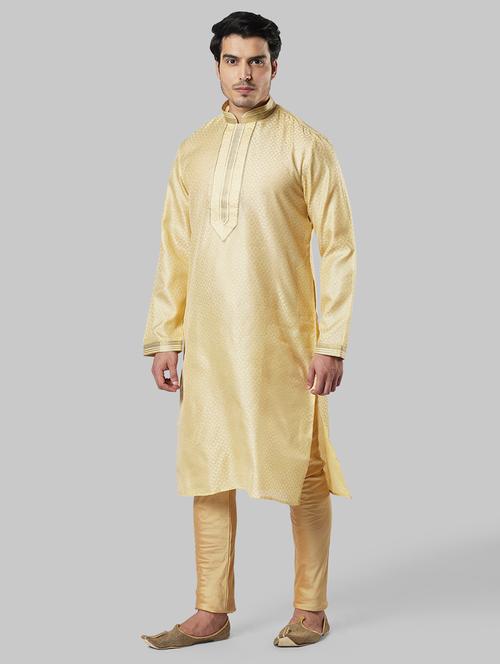 beige self design long kurta - 17800849 - Very Small Image - 1