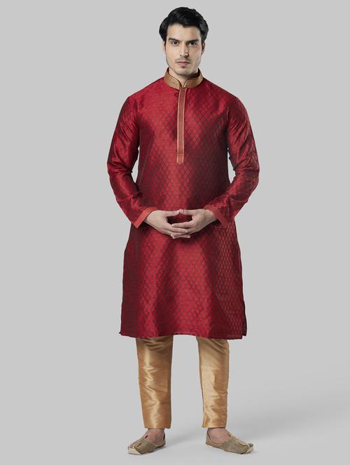 red self design long kurta - 17800851 - Very Small Image - 1
