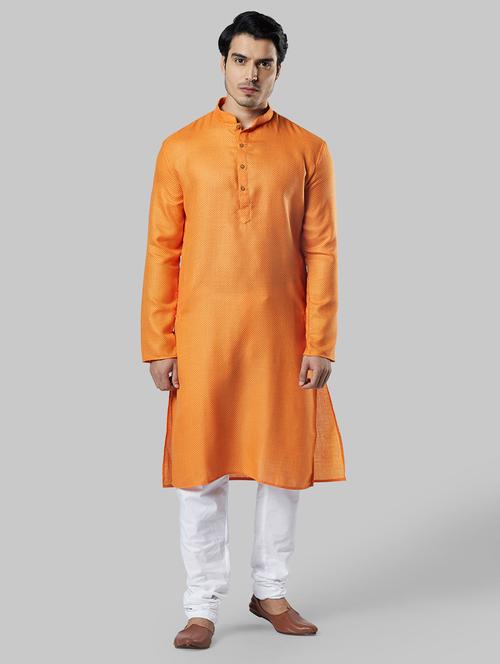 orange self design long kurta - 17800874 - Very Small Image - 1
