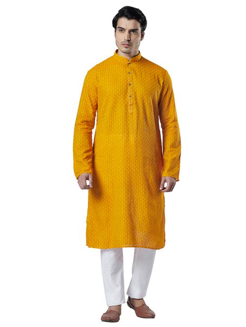 yellow embroidered long kurta - 17800903 - Very Small Image - 1