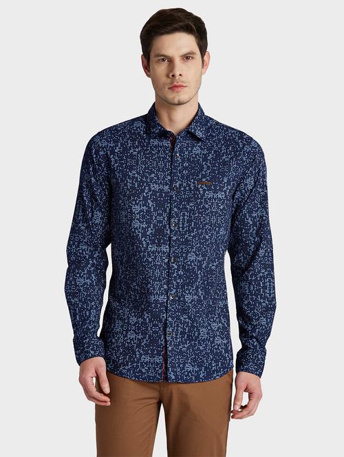 navy blue printed casual shirt - 17800956 - Very Small Image - 1