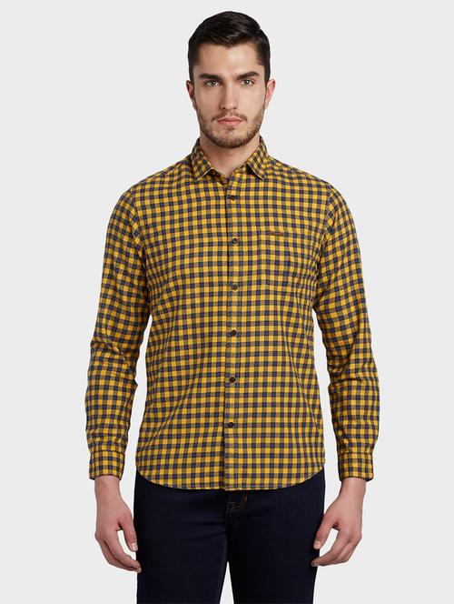 yellow checkered casual shirt - 17800964 - Very Small Image - 1