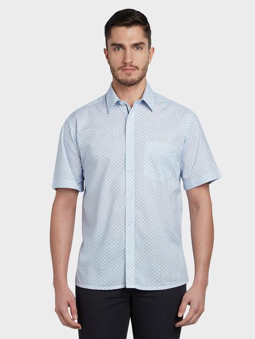 light blue printed linen casual shirt - 17801035 - Very Small Image - 1
