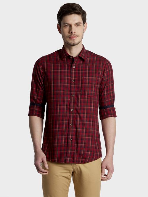 maroon checkered casual shirt - 17801049 - Very Small Image - 1