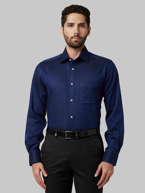 navy blue self design formal shirt - 17801143 - Very Small Image - 1