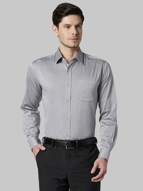 grey solid formal shirt - 17801175 - Very Small Image - 1