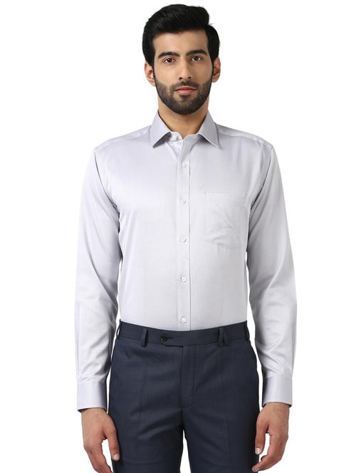 grey solid formal shirt - 17801224 - Very Small Image - 1