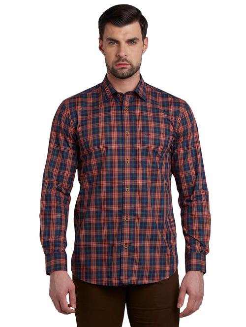navy blue checkered casual shirt - 17801287 - Very Small Image - 1