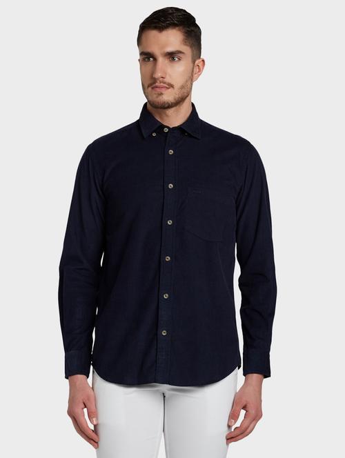 dark blue self design casual shirt - 17801366 - Very Small Image - 1