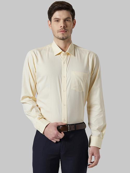 yellow self design formal shirt - 17801385 - Very Small Image - 1