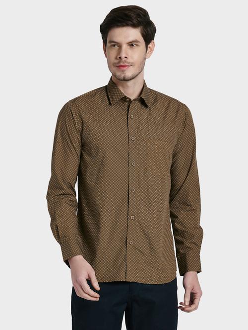 olive green printed casual shirt - 17801424 - Very Small Image - 1