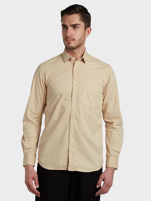 beige solid casual shirt - 17801443 - Very Small Image - 1