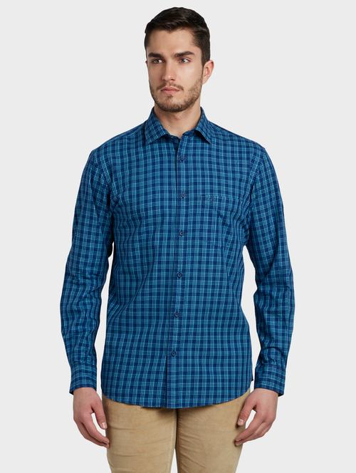blue checkered casual shirt - 17801475 - Very Small Image - 1