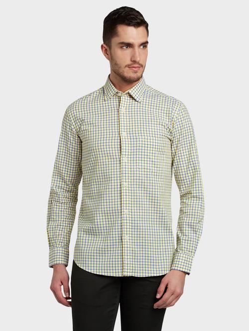 yellow checkered casual shirt - 17801498 - Very Small Image - 1