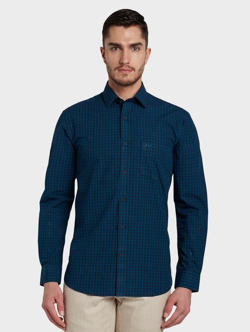 teal checkered casual shirt - 17801509 - Very Small Image - 1