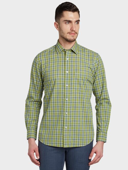 olive green checkered casual shirt - 17801541 - Very Small Image - 1