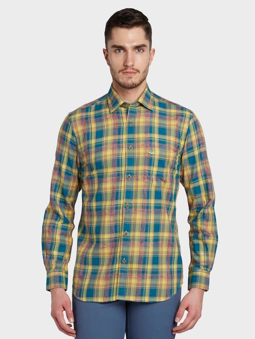 yellow checkered casual shirt - 17801557 - Very Small Image - 1