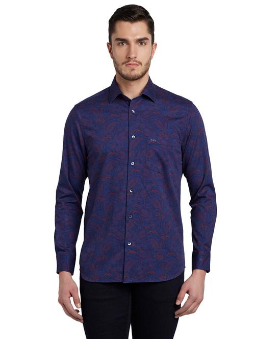 dark blue printed casual shirt - 17801594 - Very Small Image - 1