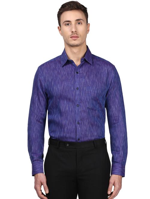 blue self design formal shirt - 17801604 - Very Small Image - 1