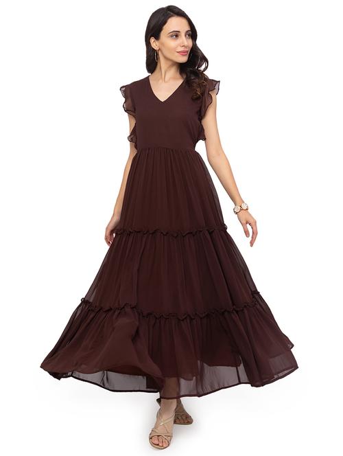 v-neck flared tiered dress - 17801733 - Very Small Image - 1