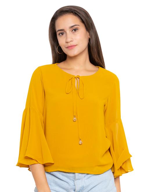 tie up neck solid top - 17801759 - Very Small Image - 1