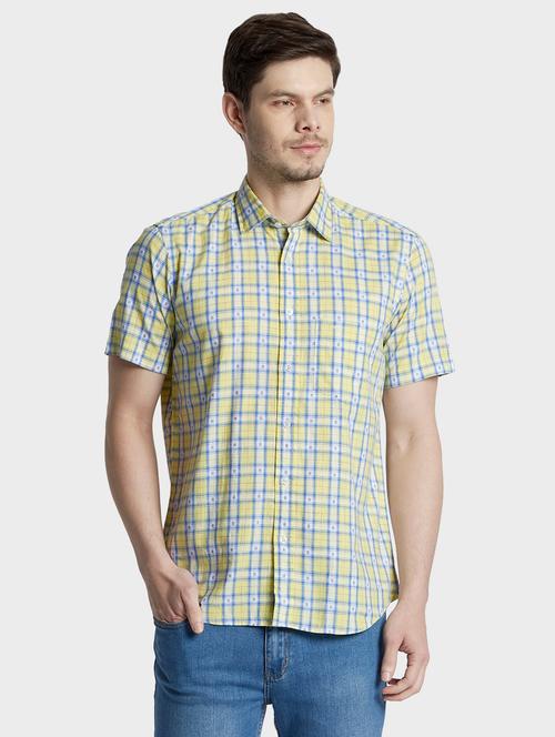 yellow checkered casual shirt - 17801783 - Very Small Image - 1