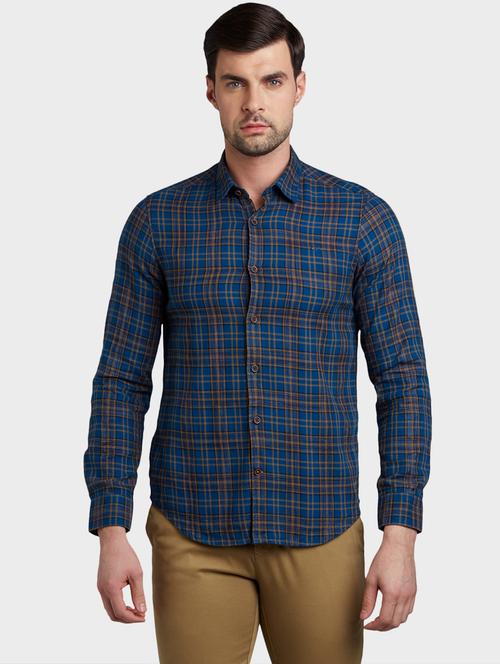 blue checkered casual shirt - 17801930 - Very Small Image - 1