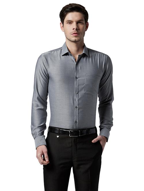 grey solid formal shirt - 17802059 - Very Small Image - 1