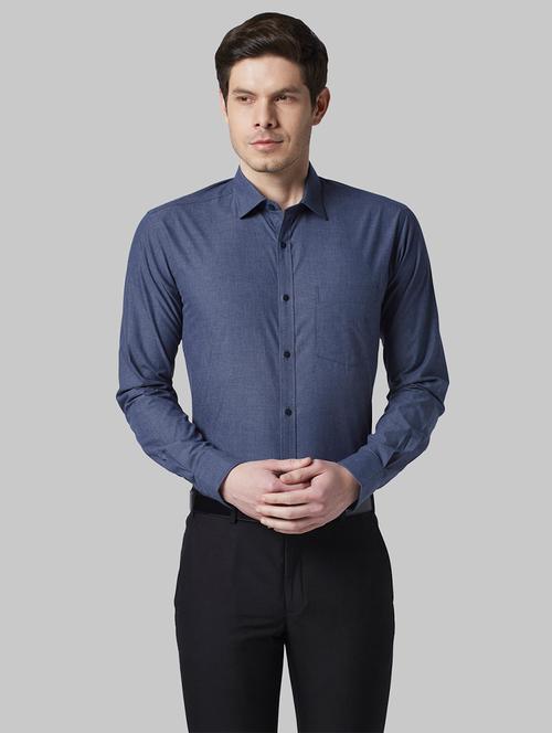 navy blue solid formal shirt - 17802244 - Very Small Image - 1