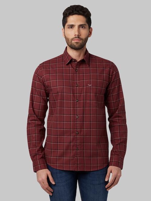 maroon checkered casual shirt - 17802403 - Very Small Image - 1