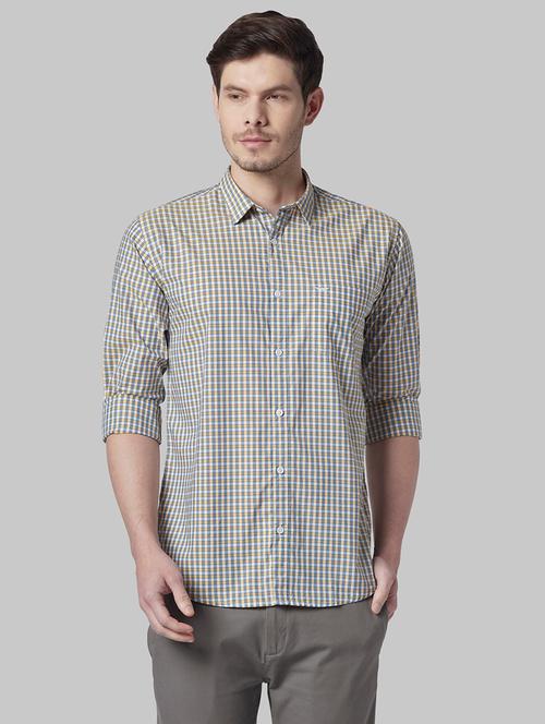 yellow checkered casual shirt - 17802571 - Very Small Image - 1
