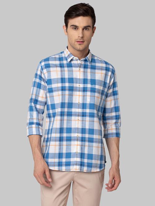 blue checkered linen casual shirt - 17802598 - Very Small Image - 1
