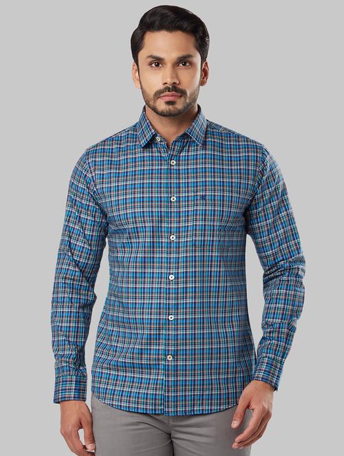 blue checkered casual shirt - 17802684 - Very Small Image - 1