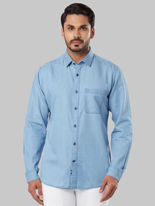 blue solid casual shirt - 17802689 - Very Small Image - 1
