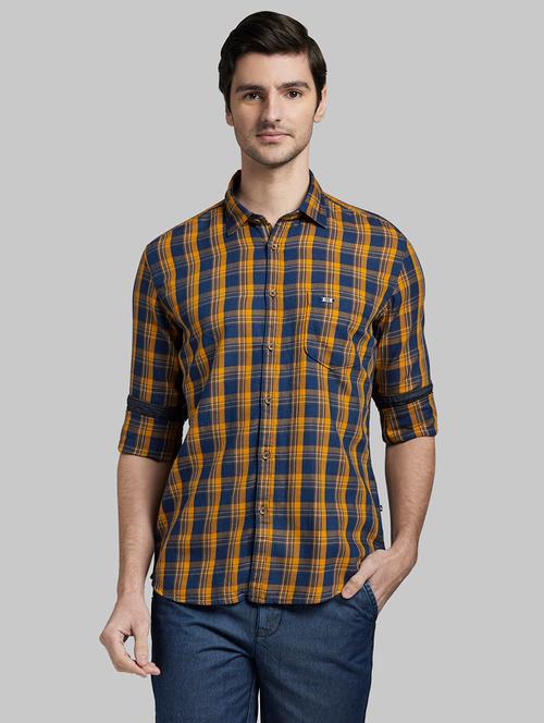 yellow checkered casual shirt - 17802767 - Very Small Image - 1