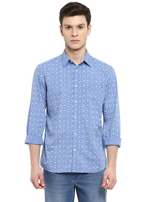 light blue printed casual shirt - 17802999 - Very Small Image - 1