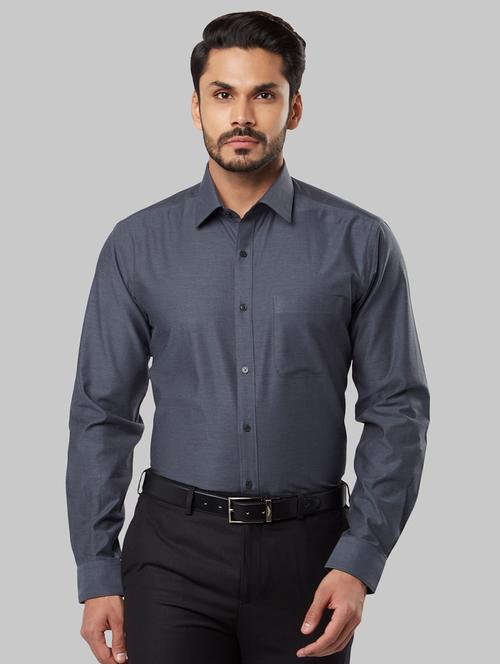 grey solid formal shirt - 17803123 - Very Small Image - 1