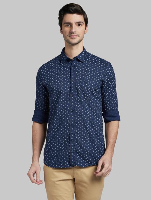 navy blue printed casual shirt - 17803254 - Very Small Image - 1