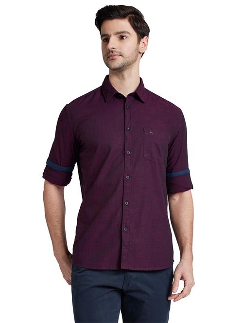 purple solid casual shirt - 17803278 - Very Small Image - 1
