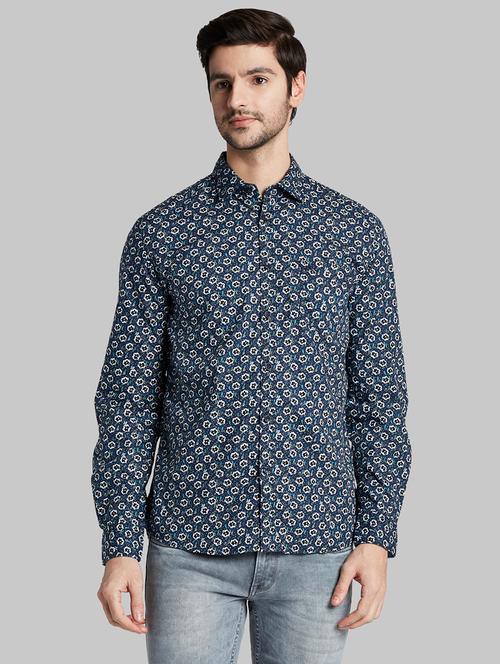 navy blue printed casual shirt - 17803291 - Very Small Image - 1