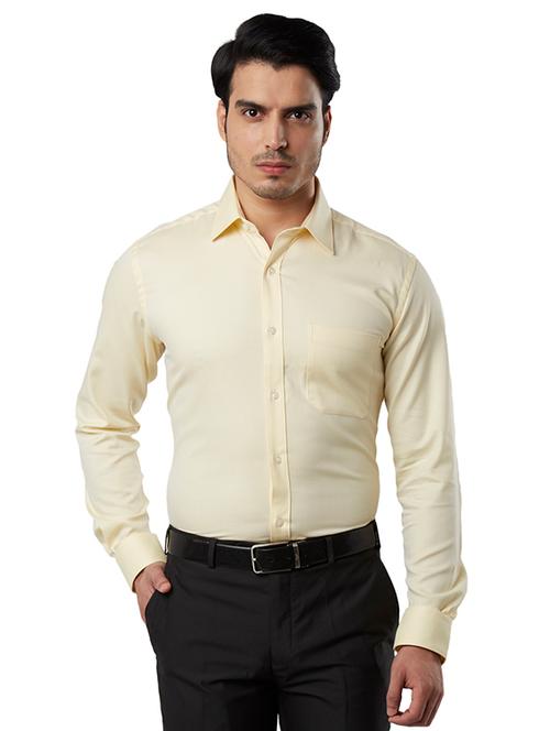 yellow self design formal shirt - 17803296 - Very Small Image - 1