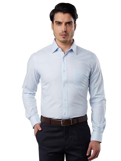 light blue self design formal shirt - 17803322 - Very Small Image - 1