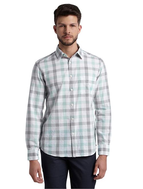 grey checkered casual shirt - 17803360 - Very Small Image - 1