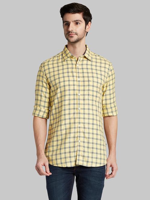 yellow checkered linen casual shirt - 17803367 - Very Small Image - 1
