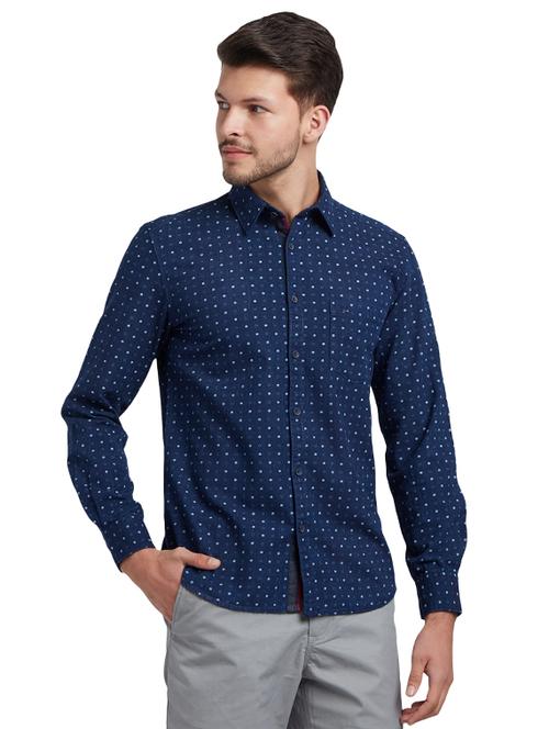 navy blue printed casual shirt - 17803408 - Very Small Image - 1