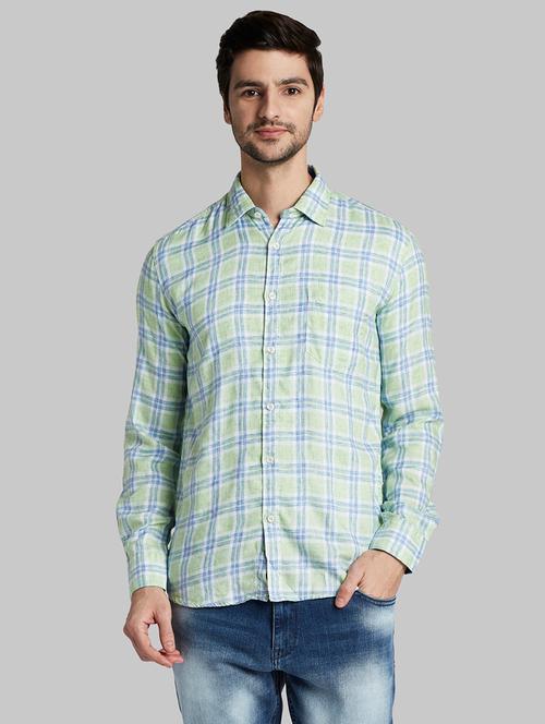 green checkered linen casual shirt - 17803445 - Very Small Image - 1