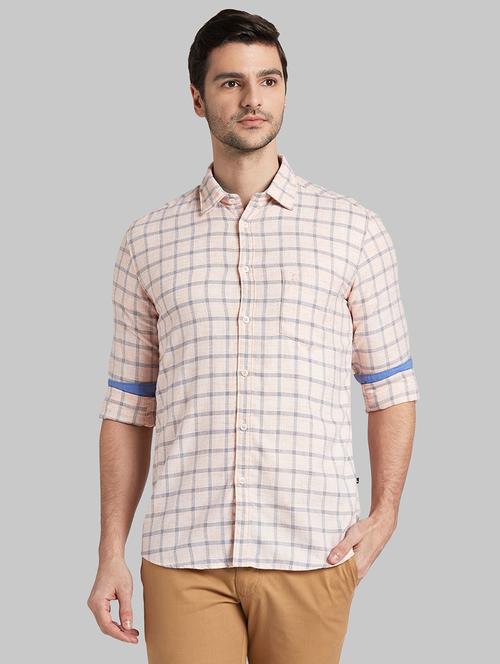 orange checkered casual shirt - 17803451 - Very Small Image - 1