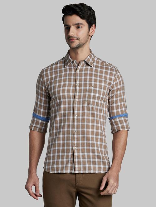 brown checkered casual shirt - 17803477 - Very Small Image - 1